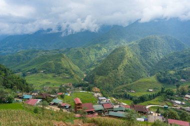 Asya kırsal manzara havadan görünümü