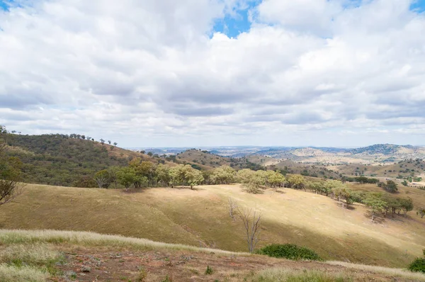 Australische Outback-Landschaft mit Hügeln und Paddocks — Stockfoto