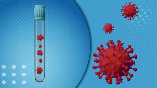 Коронавирус Стеклянном Флаконе Красными Вирусами Шаблон Медицинского Плаката Вирусный Фон — стоковое фото