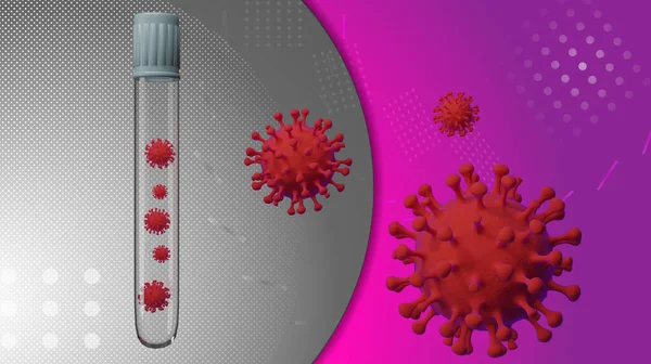 Coronavirus Glass Vial Red Viruses Medical Poster Template Covid Virus — Stock Photo, Image