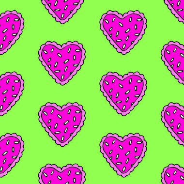 mor yeşil kalp desen