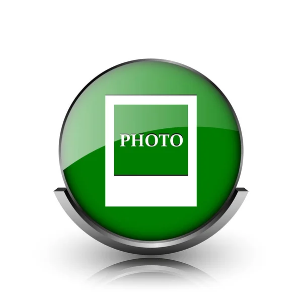 Groen Glanzend Glanzend Pictogram Witte Achtergrond — Stockfoto