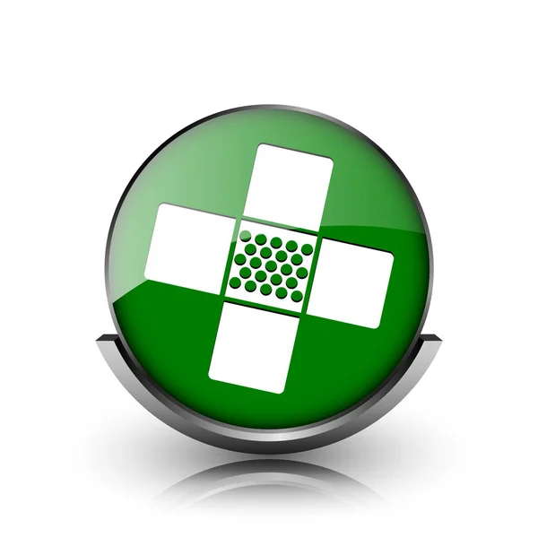 Green Shiny Glossy Icon White Background — Stock Photo, Image