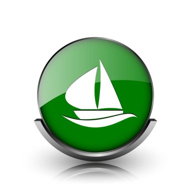 Beyaz zemin üzerine yeşil parlak parlak simge