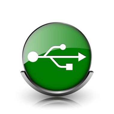 Beyaz zemin üzerine yeşil parlak parlak simge