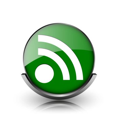 Beyaz zemin üzerine yeşil parlak parlak simge