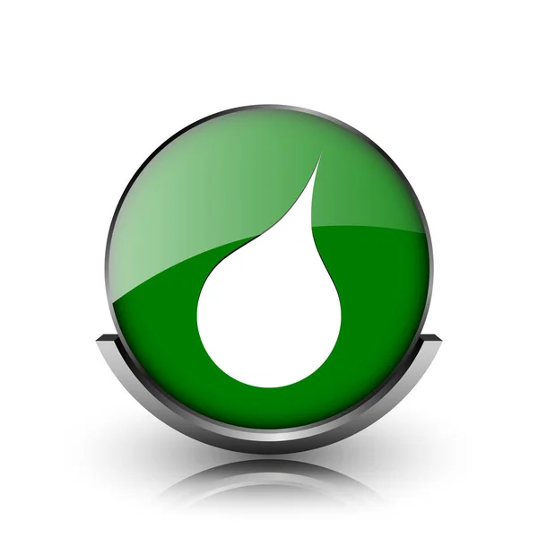 Green Shiny Glossy Icon White Background — Stock Photo, Image