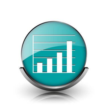 Grafik barlar simgesi. Beyaz zemin üzerine metalik Internet düğmesi