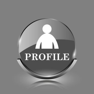 Profil simgesi. Gri arka plan üzerinde parlak parlak Internet düğme