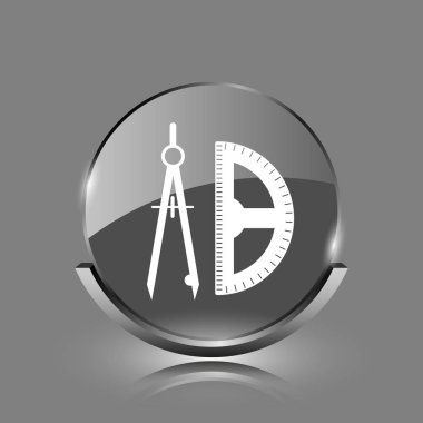 E-öğrenme simgesi. Gri arka plan üzerinde parlak parlak Internet düğme