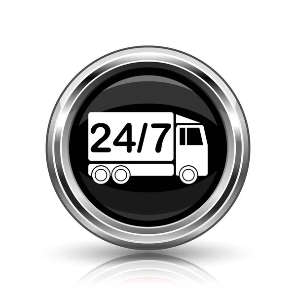 24 7 leverans lastbil ikonen — Stockfoto