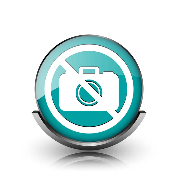 Forbidden Camera Icon Metallic Internet Button White Background — Stock Photo, Image