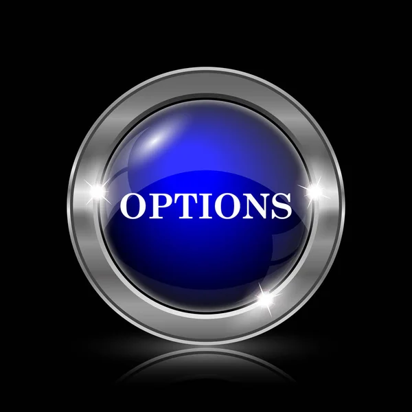 Icono Opciones Botón Metálico Internet Sobre Fondo Negro —  Fotos de Stock