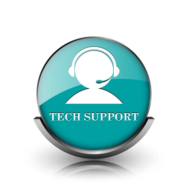 Tech Support Icon Metallic Internet Button White Background — Stock Photo, Image