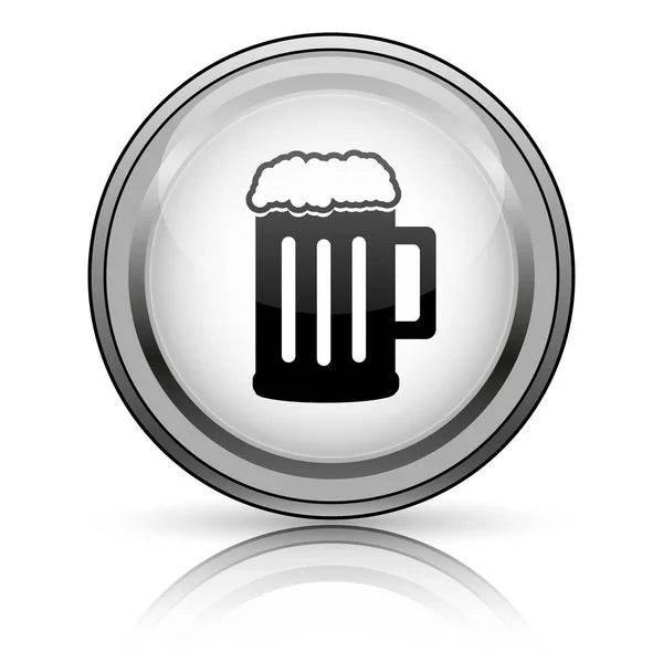 Icono Cerveza Botón Internet Sobre Fondo Blanco —  Fotos de Stock