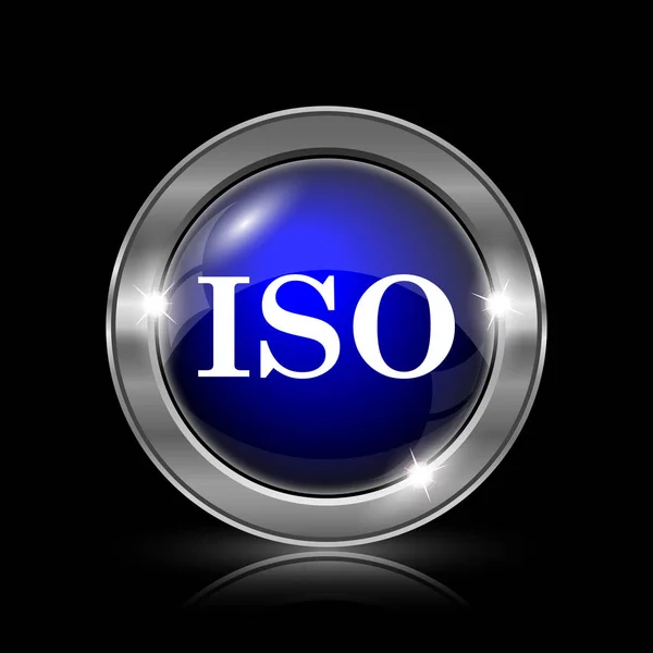 Iso Icon Metallic Internet Button Black Background — Stock Photo, Image