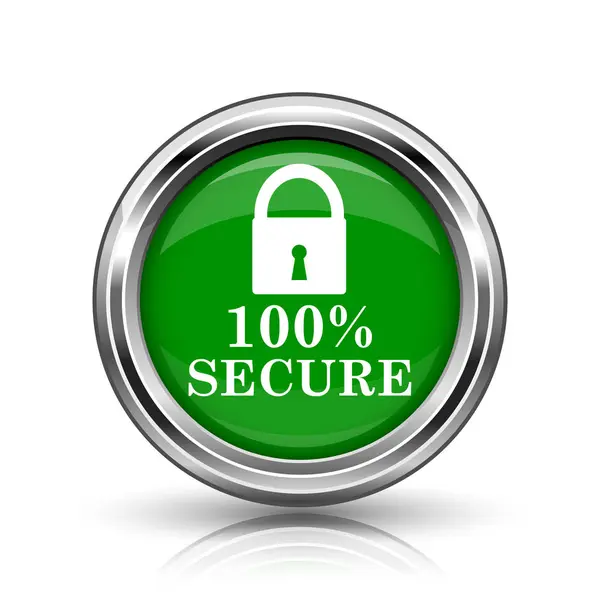 100 Percent Secure Icon Metallic Internet Button White Background — Stock Photo, Image