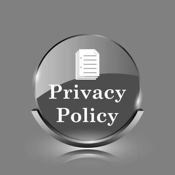 Ikona Polityki Prywatności Błyszczący Połysk Przycisk Internet Szarym Tle — Zdjęcie stockowe