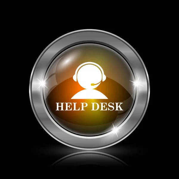 Helpdesk Icon Metallic Internet Button Black Background — Stock Photo, Image