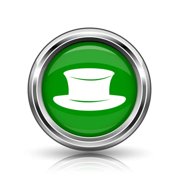Значок Шляпы Металлическая Кнопка Интернет Белом Фоне — стоковое фото