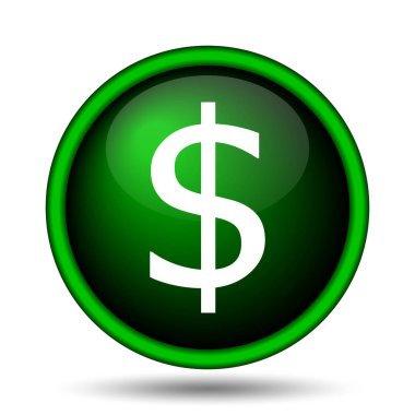 Dolar simgesi. Beyaz arka plan üzerinde Internet düğmesi