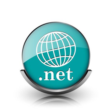 .NET simgesi. Beyaz zemin üzerine metalik Internet düğmesi