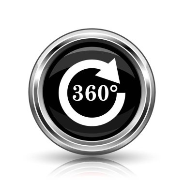 Yeniden yükle 360 simgesi. Beyaz zemin üzerine metalik Internet düğmesi