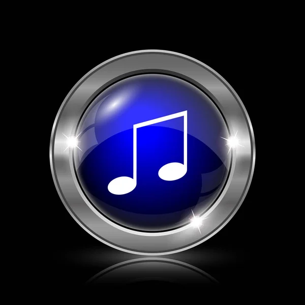 Music Icon Metallic Internet Button Black Background — Stock Photo, Image