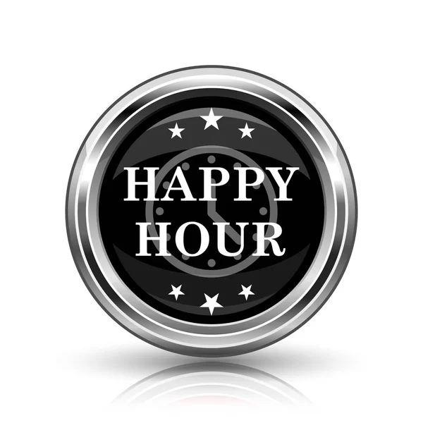 Ikona Happy Hour Metalowy Przycisk Internet Białym Tle — Zdjęcie stockowe
