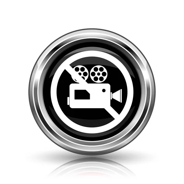 Заборонена Піктограма Відеокамери Металева Кнопка Інтернету Білому Тлі — стокове фото