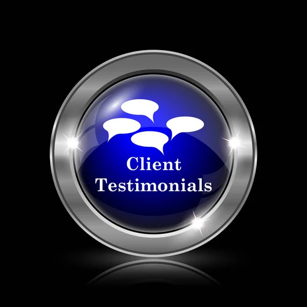 Client Testimonials Icon Metallic Internet Button Black Background — Stock Photo, Image