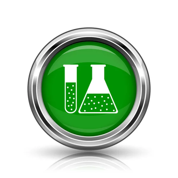 Chemistry Set Icon Metallic Internet Button White Background — Stock Photo, Image