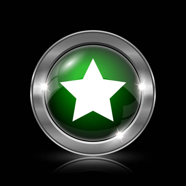 Silver Green Glossy Icon Black Background — Stock Photo, Image