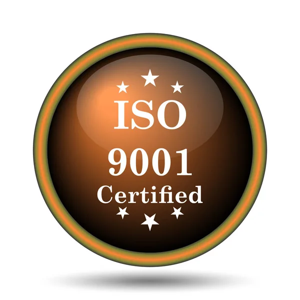 Iso9001 Pictogram Internet Knop Witte Achtergrond — Stockfoto