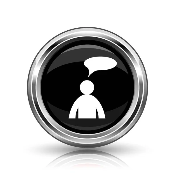 Comments Icon Metallic Internet Button White Background Man Bubbl — Stock Photo, Image