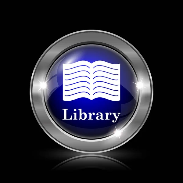 Library Icon Metallic Internet Button Black Background — Stock Photo, Image