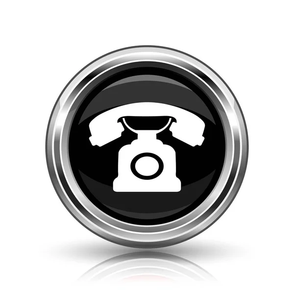 Telefon Simgesi Beyaz Zemin Üzerine Metalik Internet Düğmesi — Stok fotoğraf