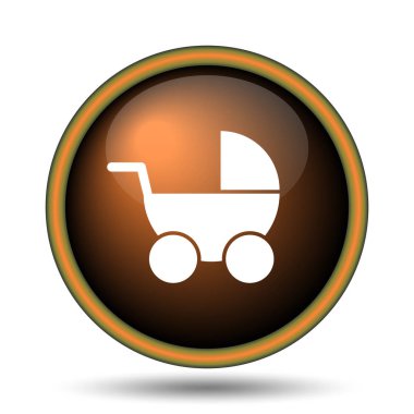 Bebek arabası simgesi. Beyaz arka plan üzerinde Internet düğmesi