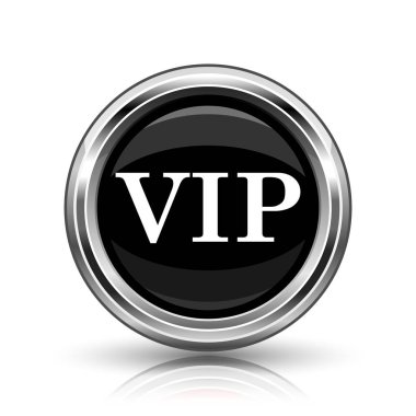 VIP simgesi. Beyaz zemin üzerine metalik Internet düğmesi