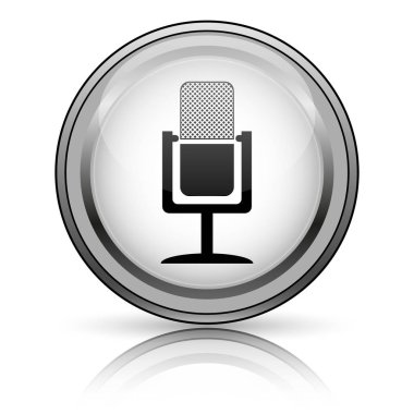 Mikrofon simgesi. Beyaz arka plan üzerinde Internet düğmesi