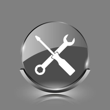 Araçlar simgesi. Gri arka plan üzerinde parlak parlak Internet düğme