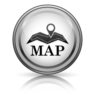 Harita simgesi. Beyaz arka plan üzerinde Internet düğmesi