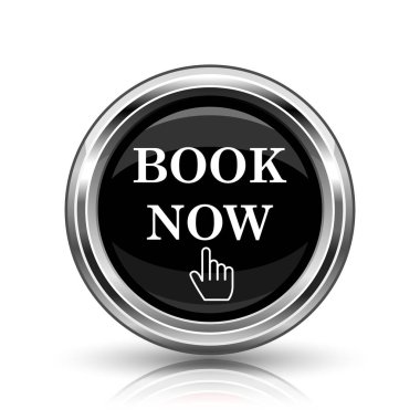 Kitap şimdi simgesi. Beyaz zemin üzerine metalik Internet düğmesi