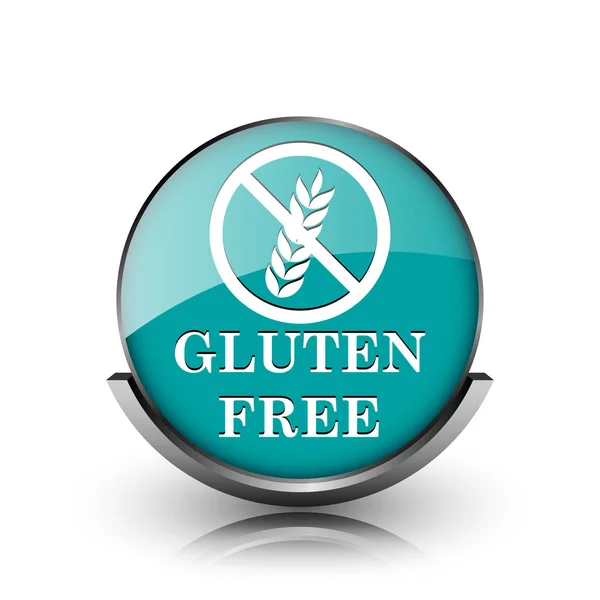 Gluten Free Ikona Kovové Tlačítko Internet Bílém Pozadí — Stock fotografie
