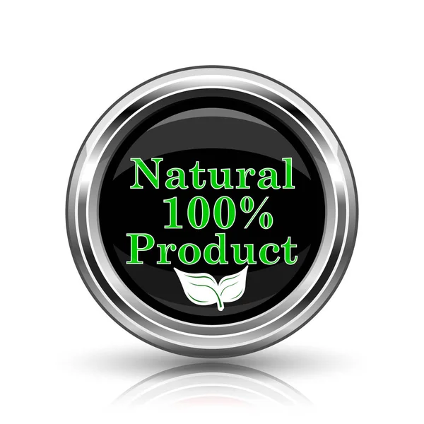 100 Procent Naturlig Produktikonen Metalliska Internet Knappen Vit Bakgrund — Stockfoto