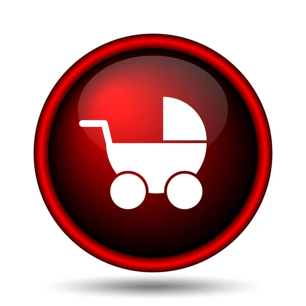 Wózek Dziecięcy Ikona Przycisk Internet Białym Tle — Zdjęcie stockowe