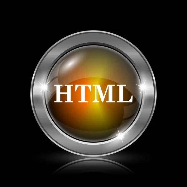 Піктограма Html Металева Кнопка Інтернету Чорному Фоні — стокове фото