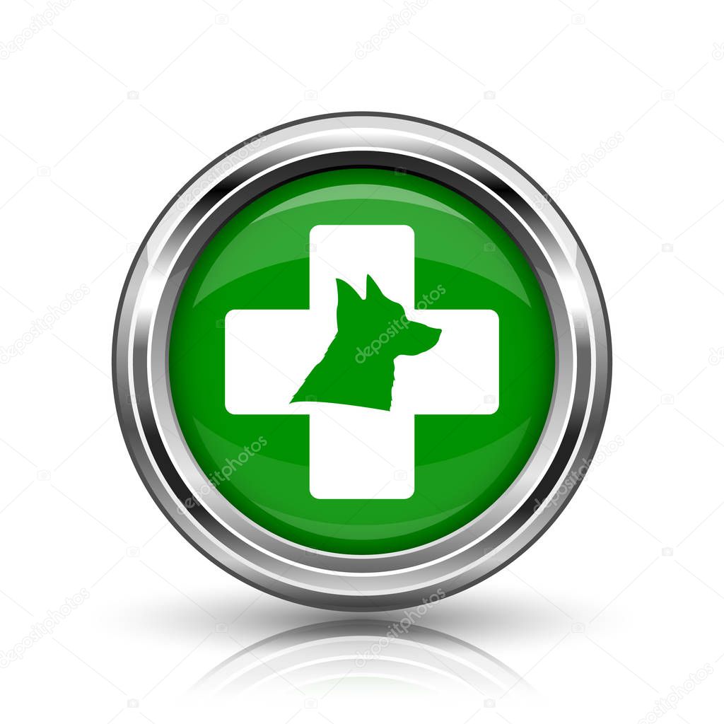 Veterinary icon. Metallic internet button on white background