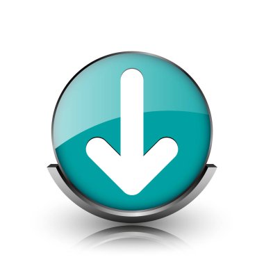 Ok simgesi. Beyaz zemin üzerine metalik Internet düğmesi