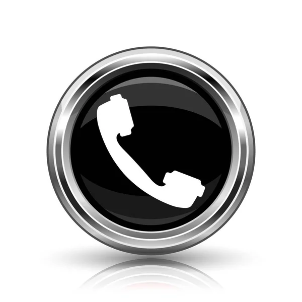 Icono Del Teléfono Botón Metálico Internet Sobre Fondo Blanco —  Fotos de Stock